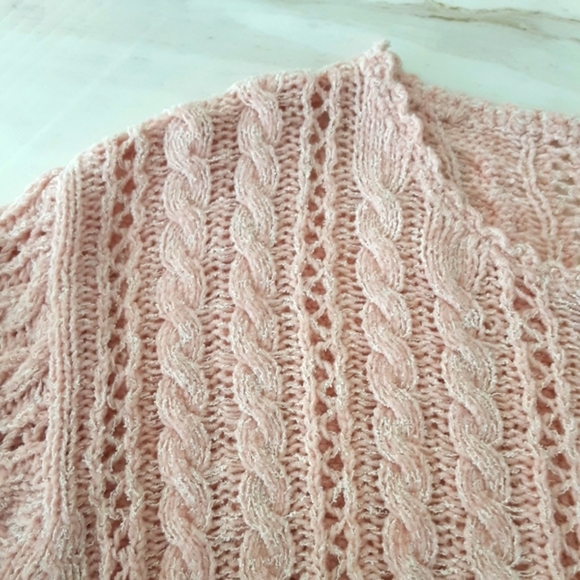 STUDIO BY LIZ CLAIBORNE PEACH PULLOVER CABLE KNIT SWEATER SZ LP - Picture 8 of 8